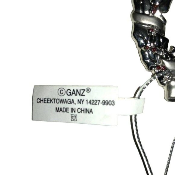 Ganz Pewter Wreath Ornament Engravable Red Stones Happy Holidays New Open Packag - Picture 8 of 11